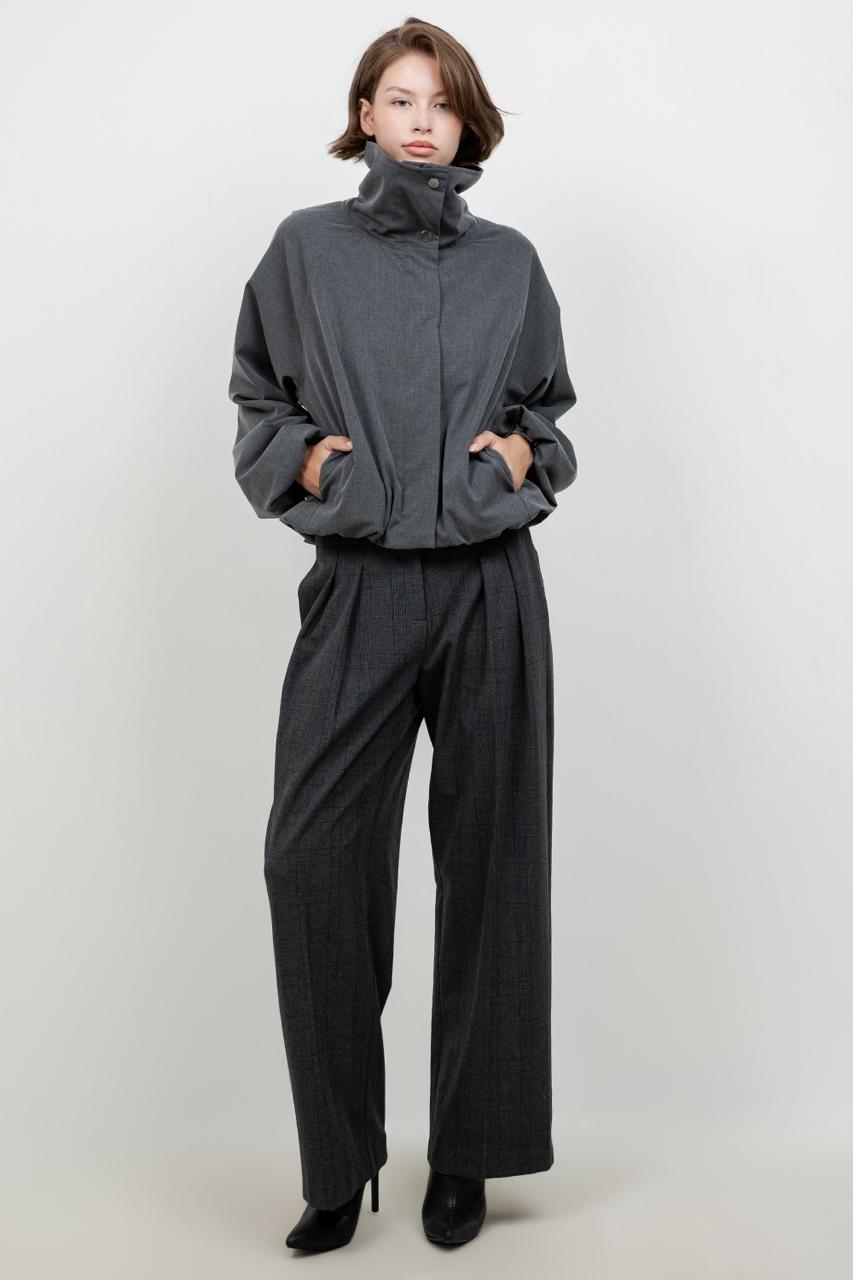 Funnel-Neck Jacket — Charcoal Gray