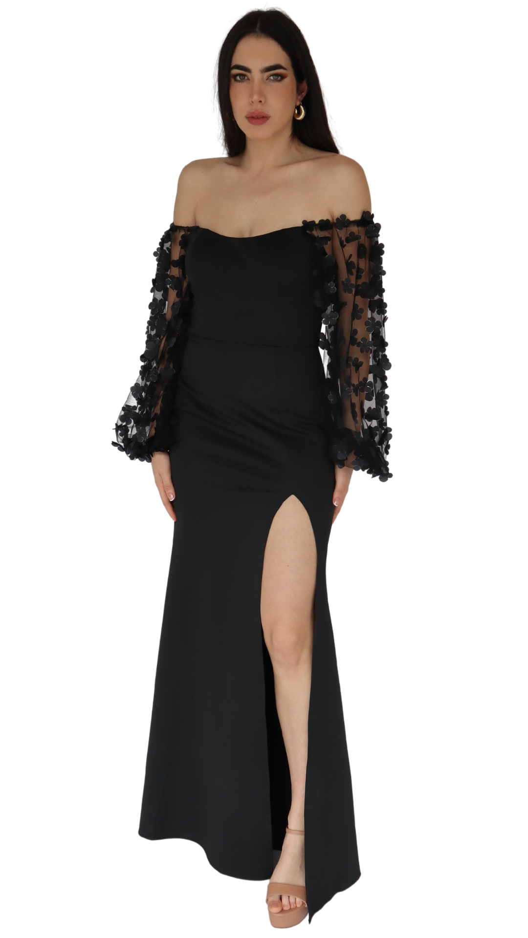 Black Maxi Dress With Puffy Sleeves