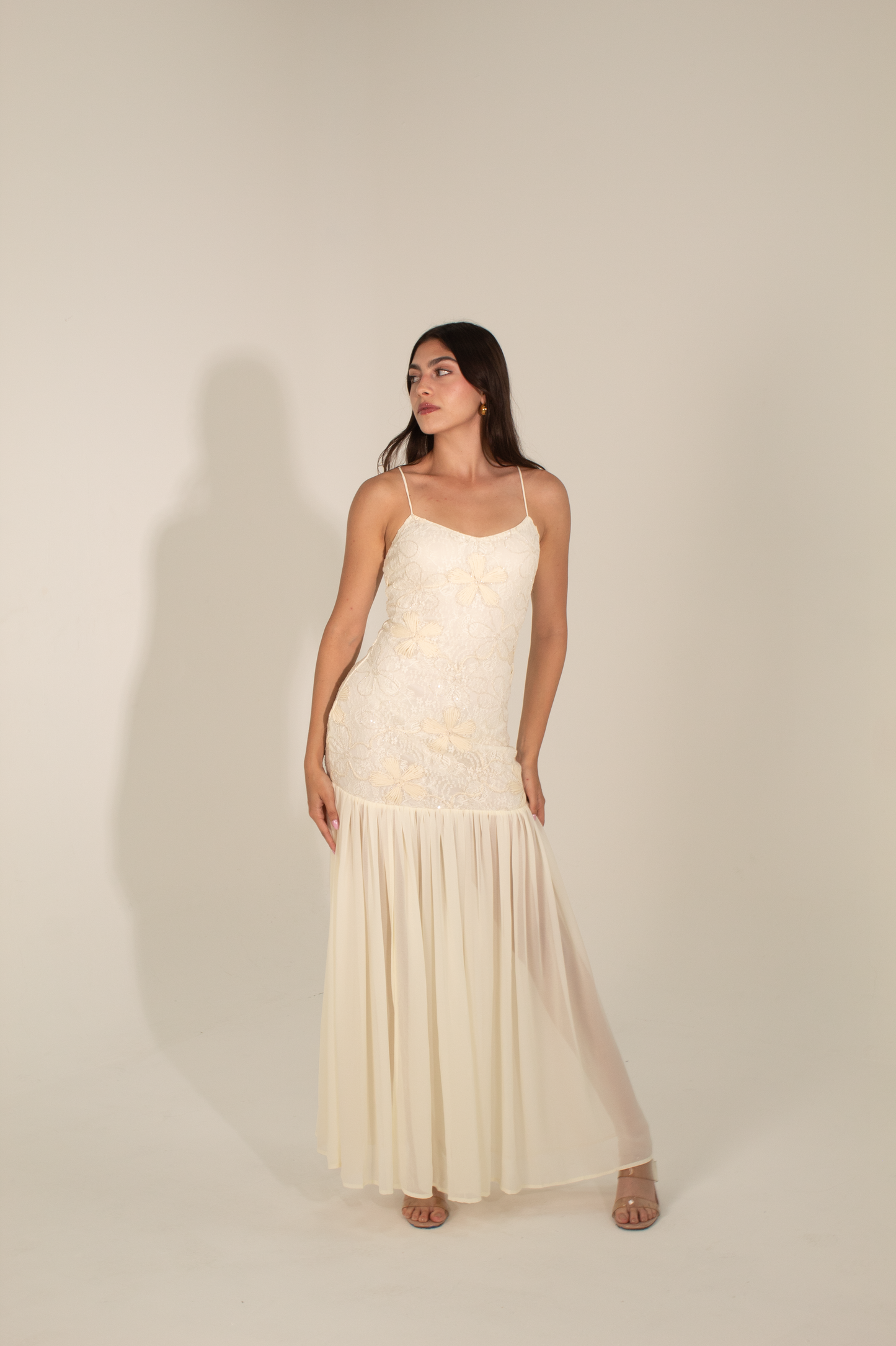 Floral Lace & Chiffon Maxi Dress