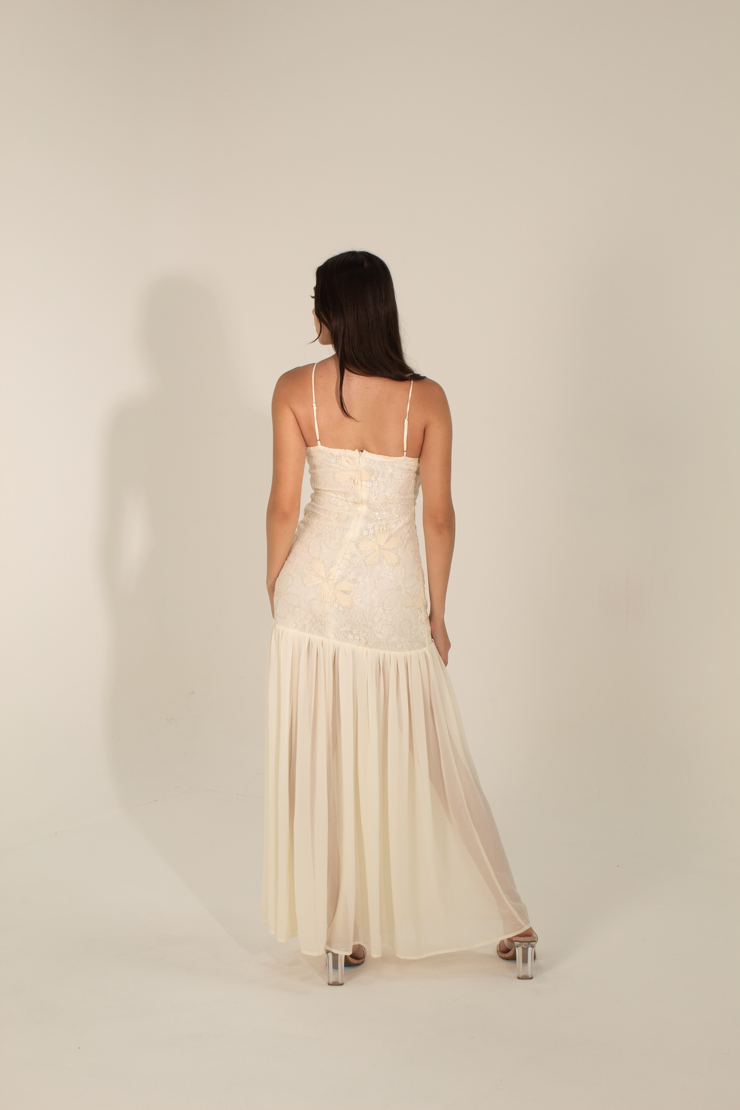 Floral Lace & Chiffon Maxi Dress