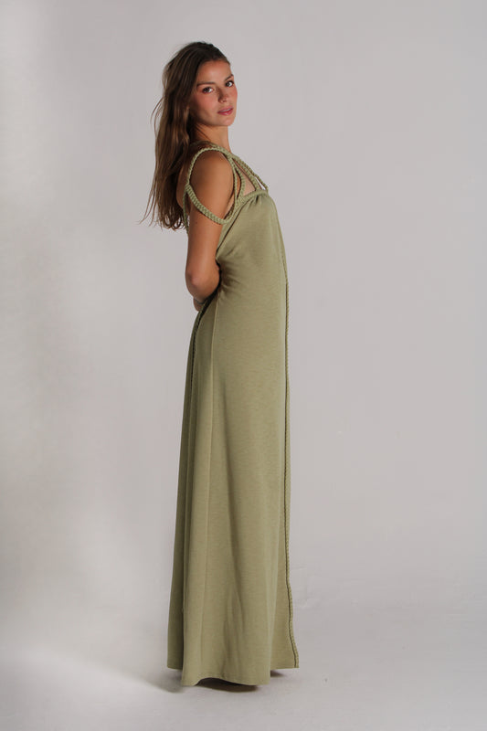 Bohemian Braided Halter Maxi Dress