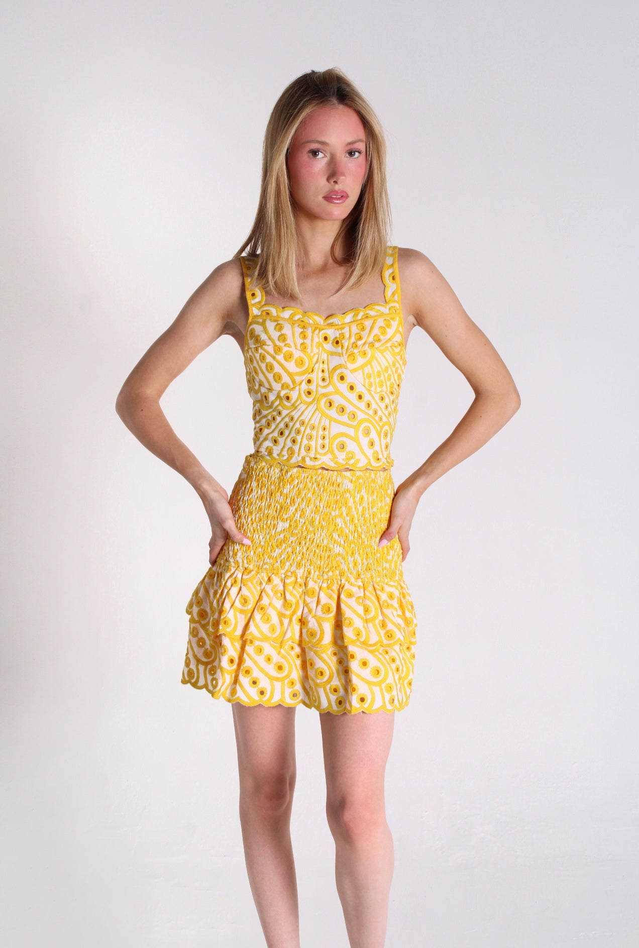 Yellow Top And Skirt Set