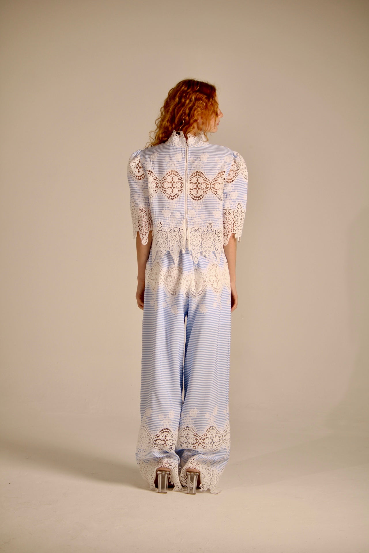 STRIPED PANTS WITH LACE