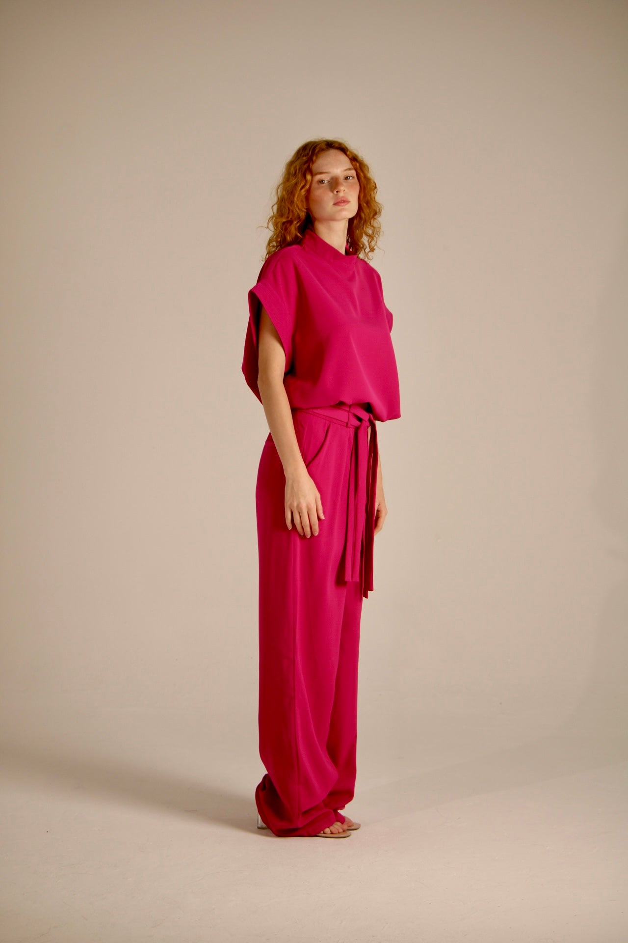 PINK SQUARE SLEEVE BLOUSE