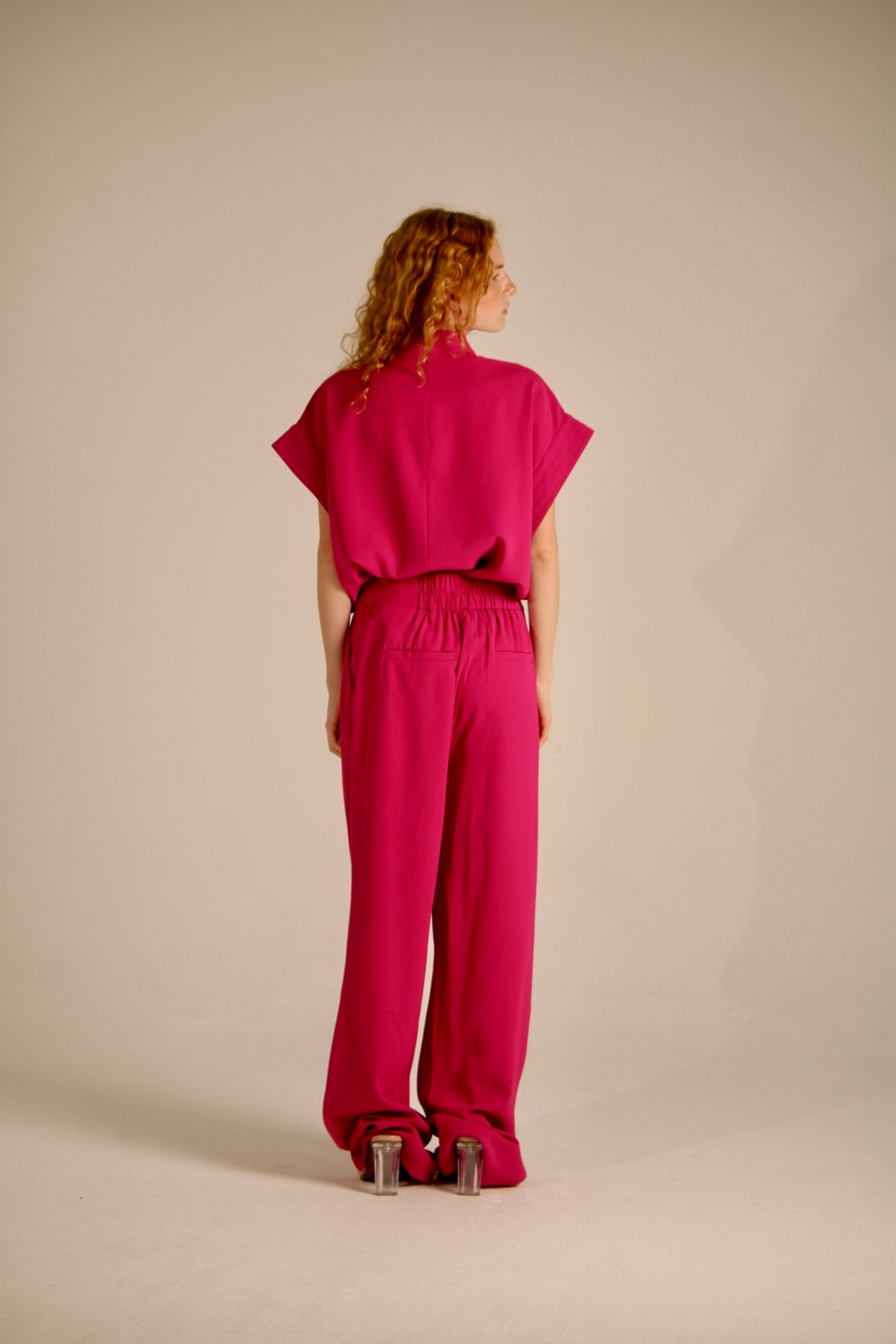 PINK SQUARE SLEEVE BLOUSE