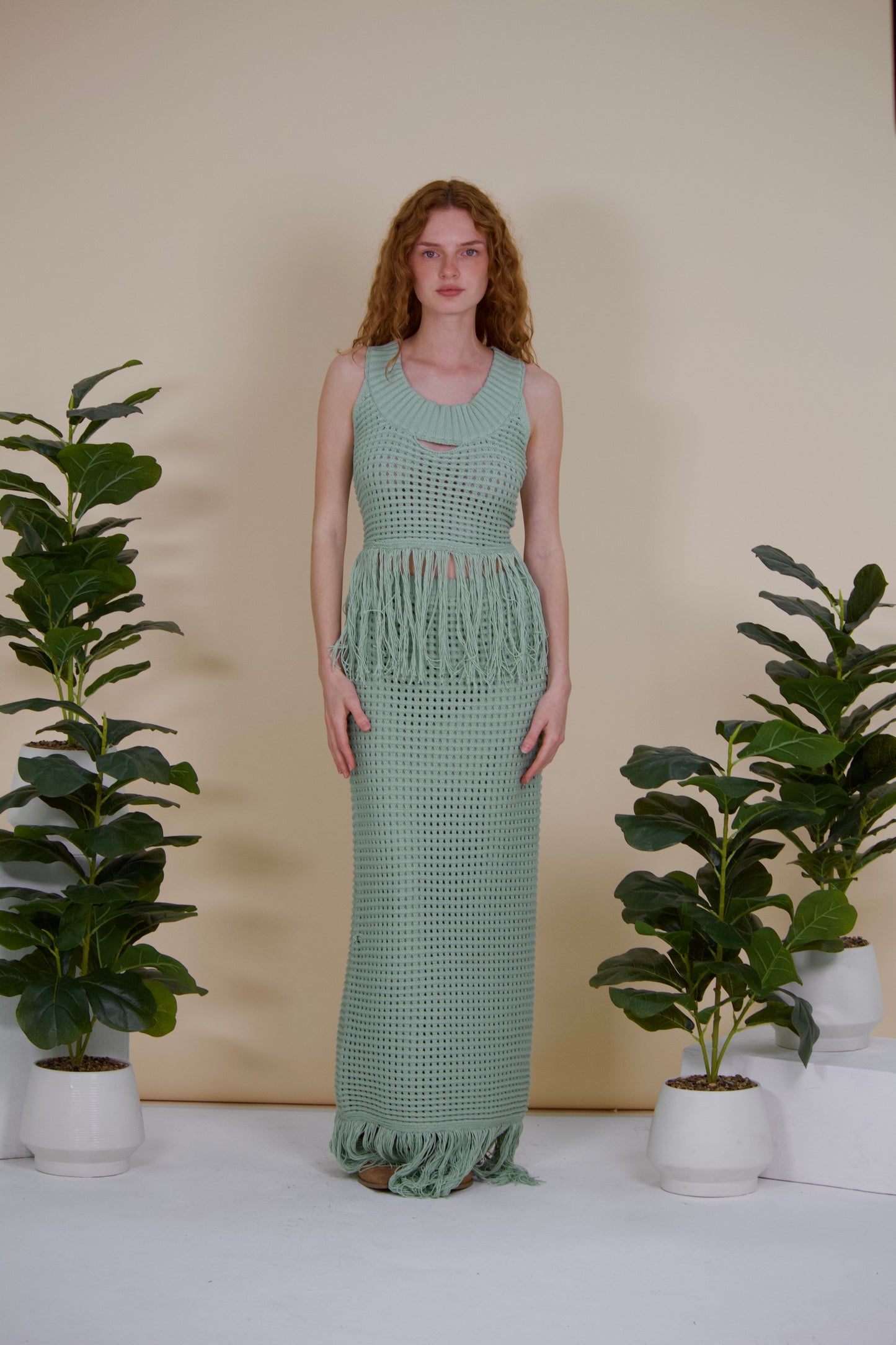 Marea Open-Knit Maxi Skirt