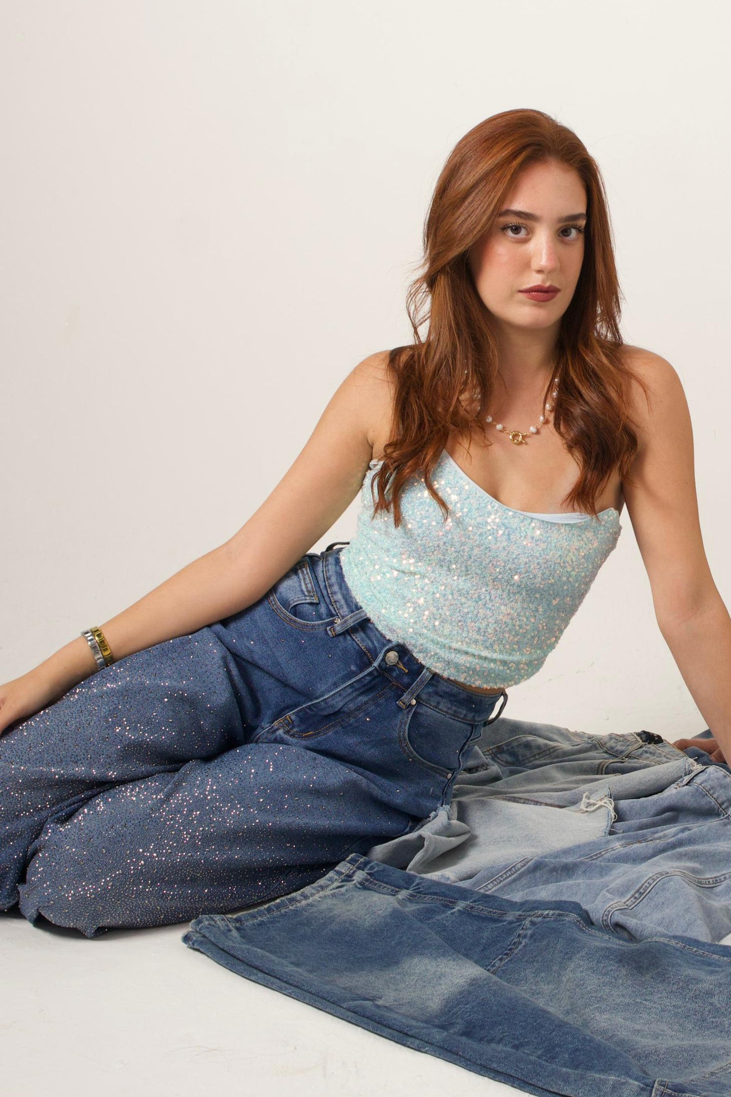 Light Blue Sequin Top