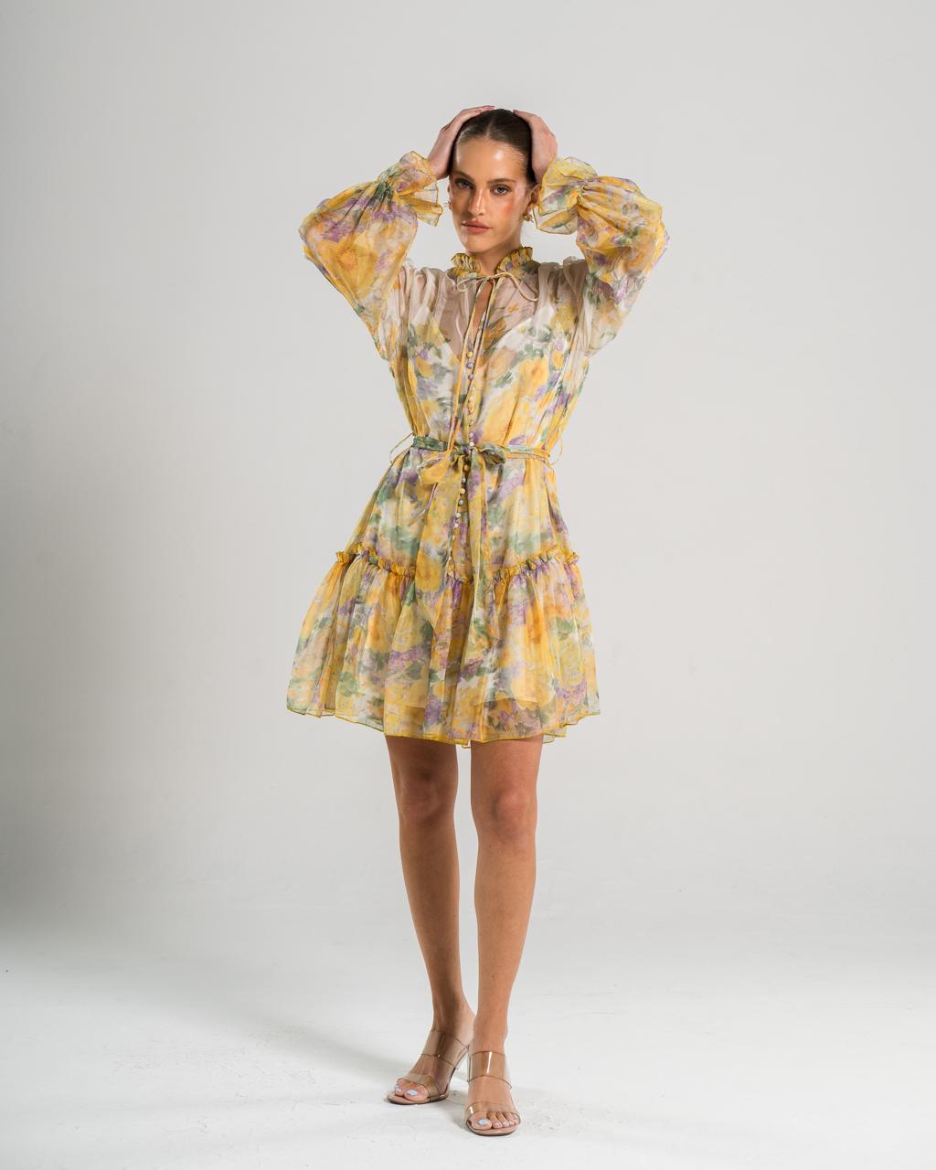 YELLOW CHIFFON DRESS