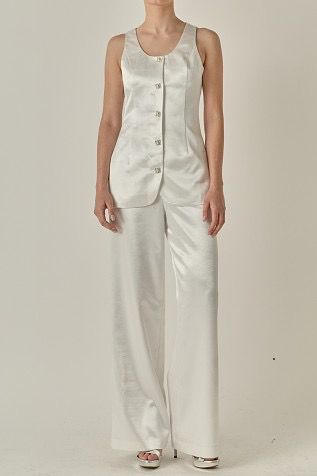 Beige Satin Pants