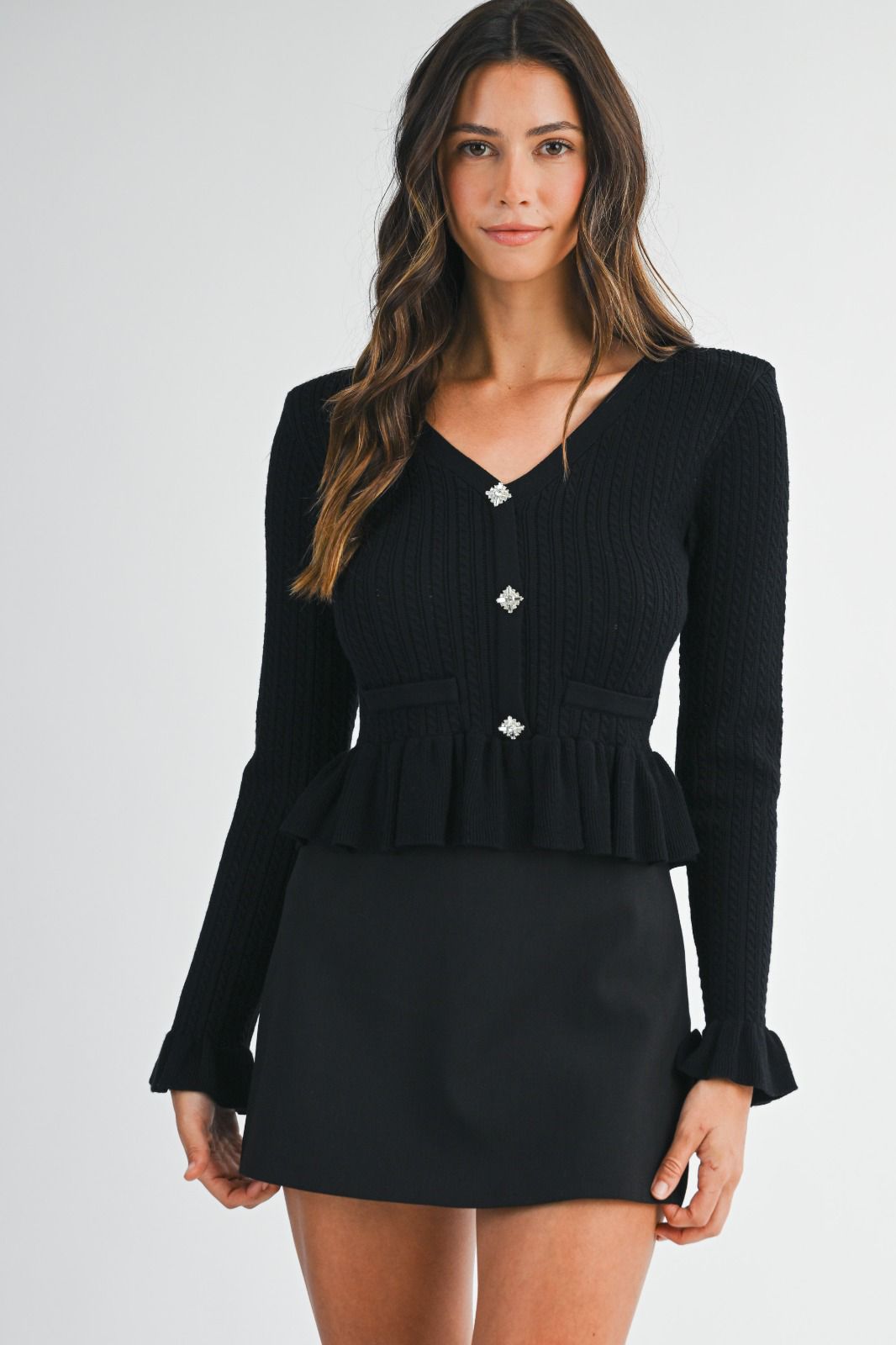 Black Sweater with Ruffle