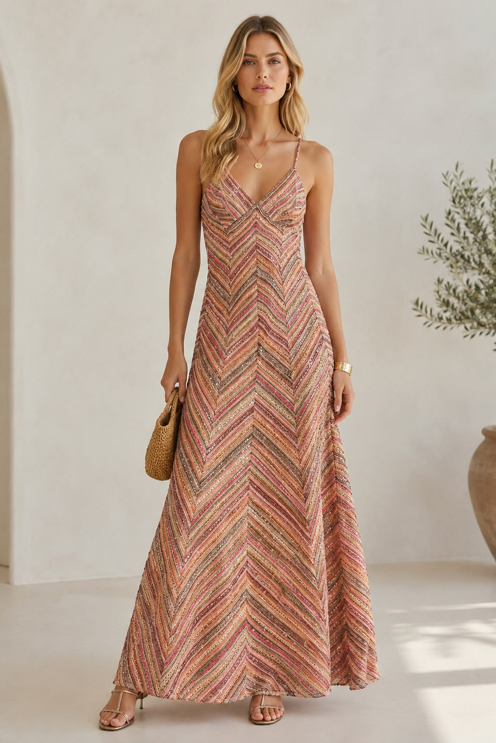 Marbella Dream — Maxi Dress Chevron Multicolor