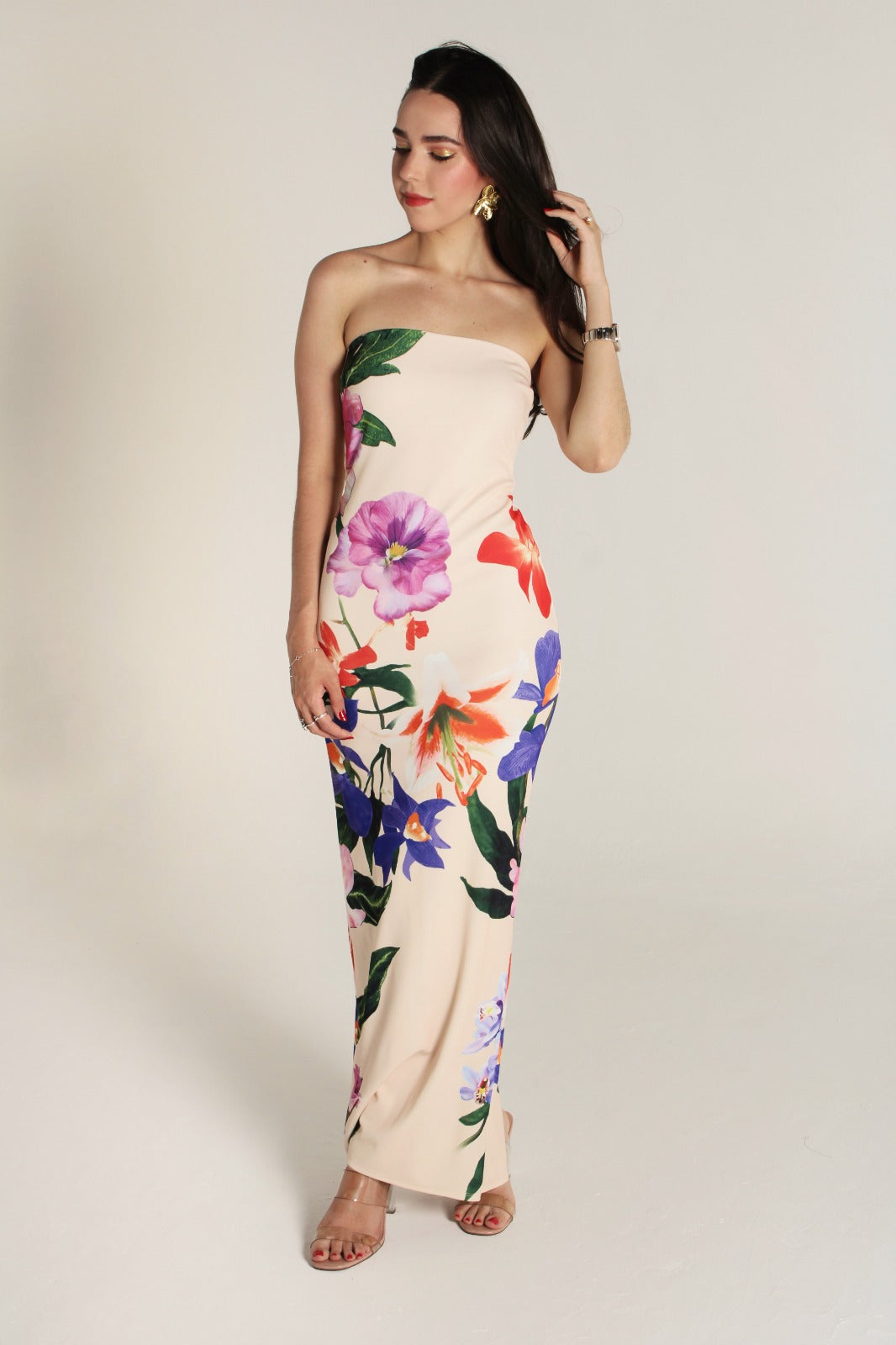 BEIGE FLOWER DRESS