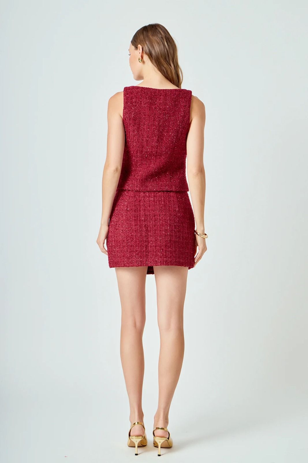 Wine Tweed Skirt