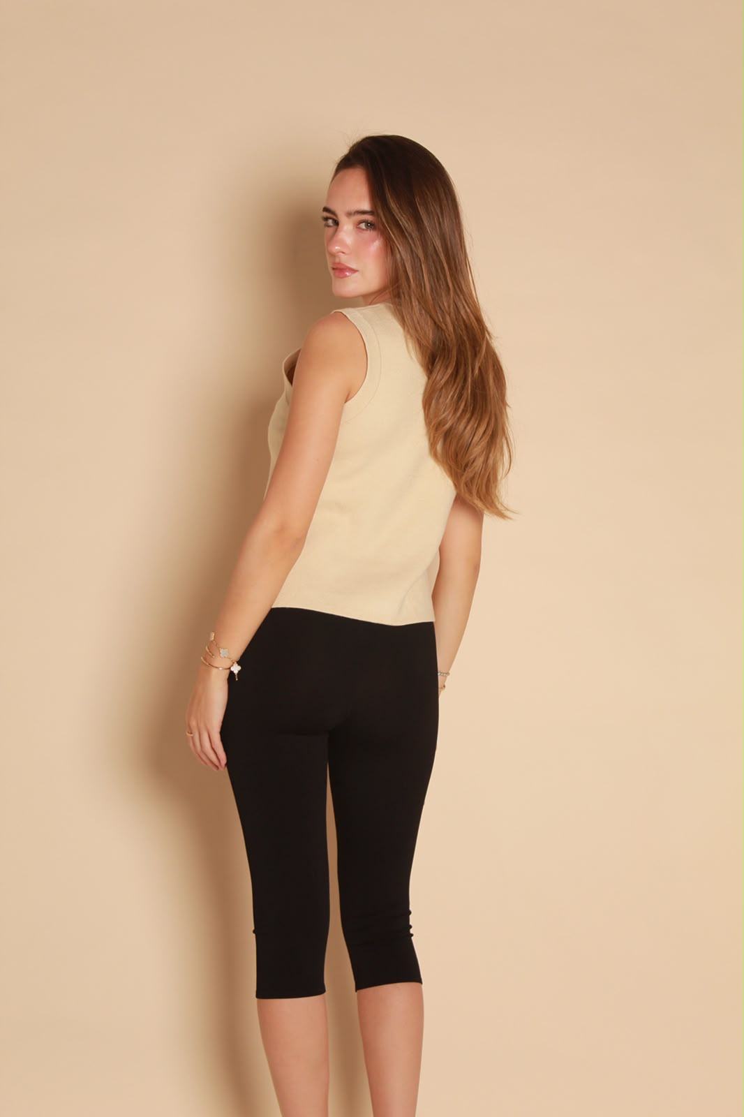 Gold Button Vest — Ivory