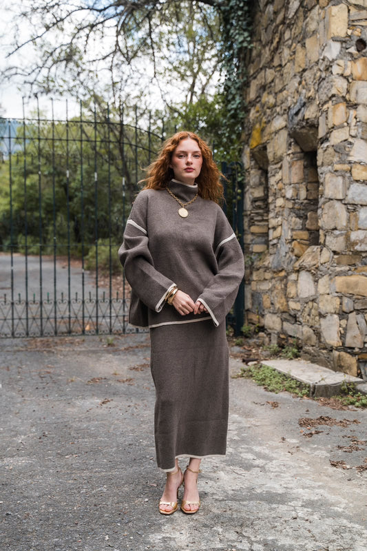- Colette Knit Maxi Skirt — Taupe