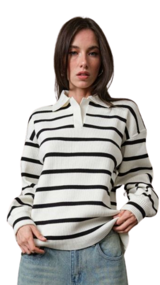 Collar Stripe Sweater