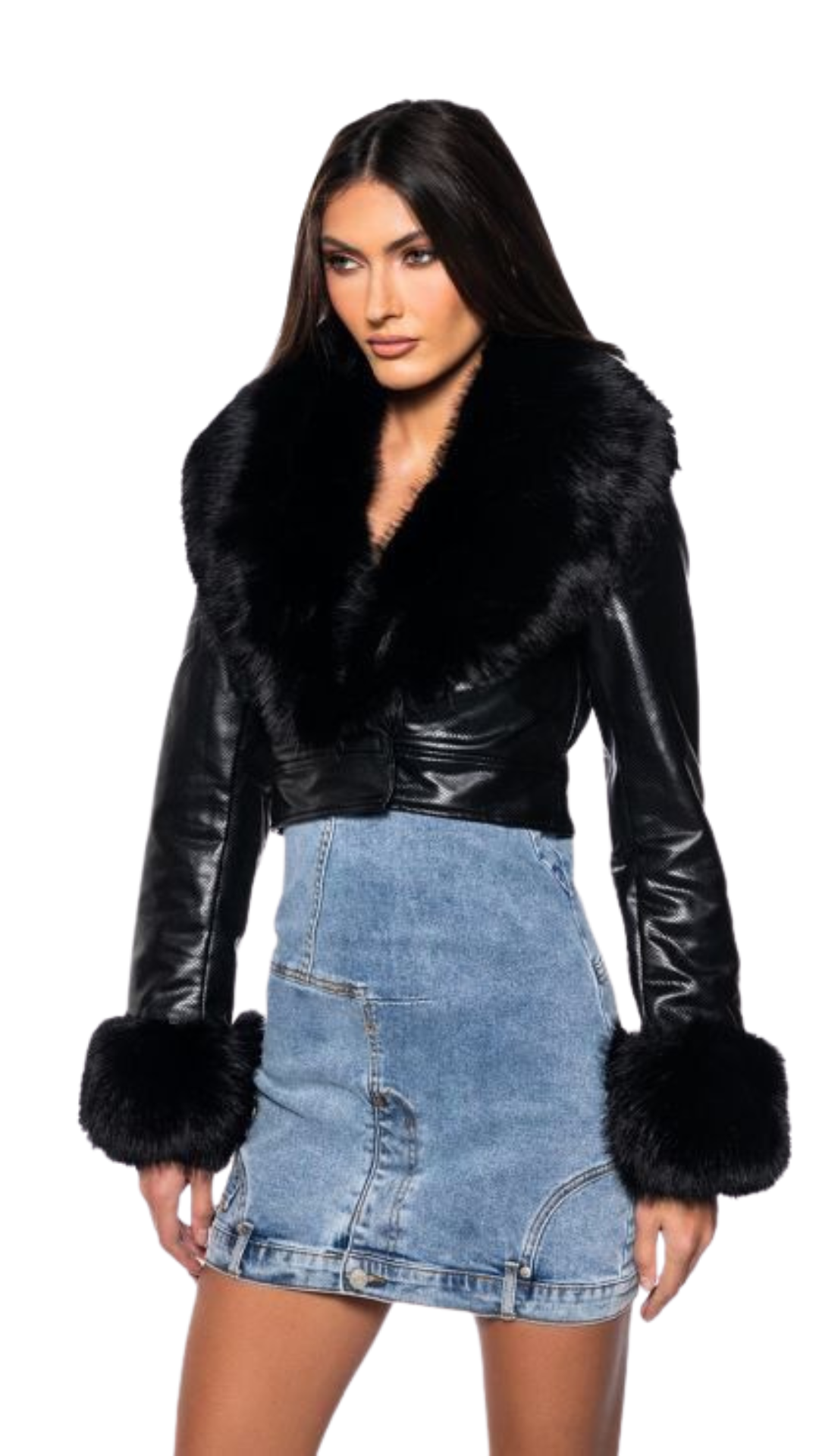 Fuzzy Leather Jacket