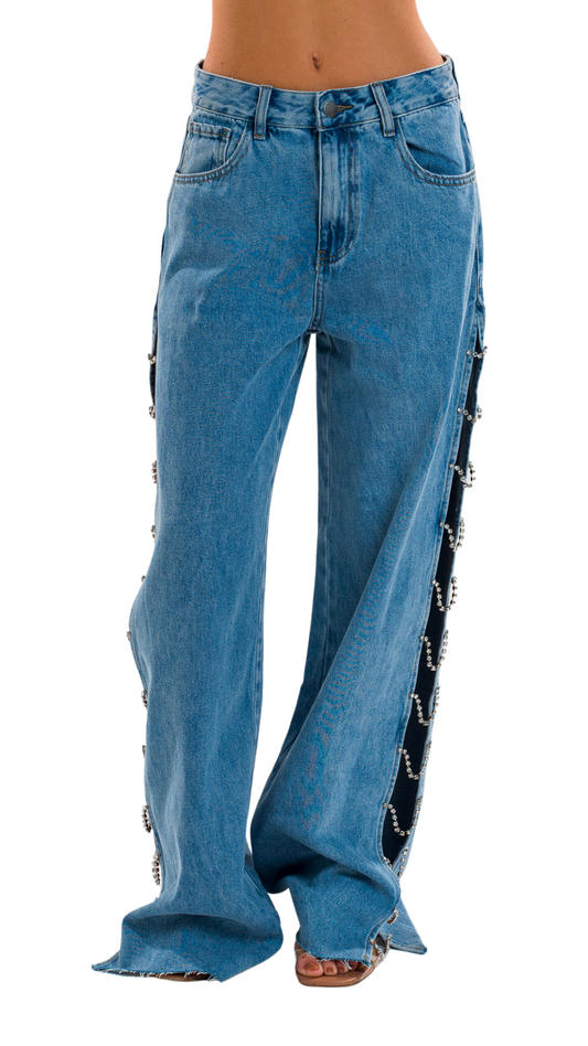 PREORDEN Rhinestone Denim Jeans