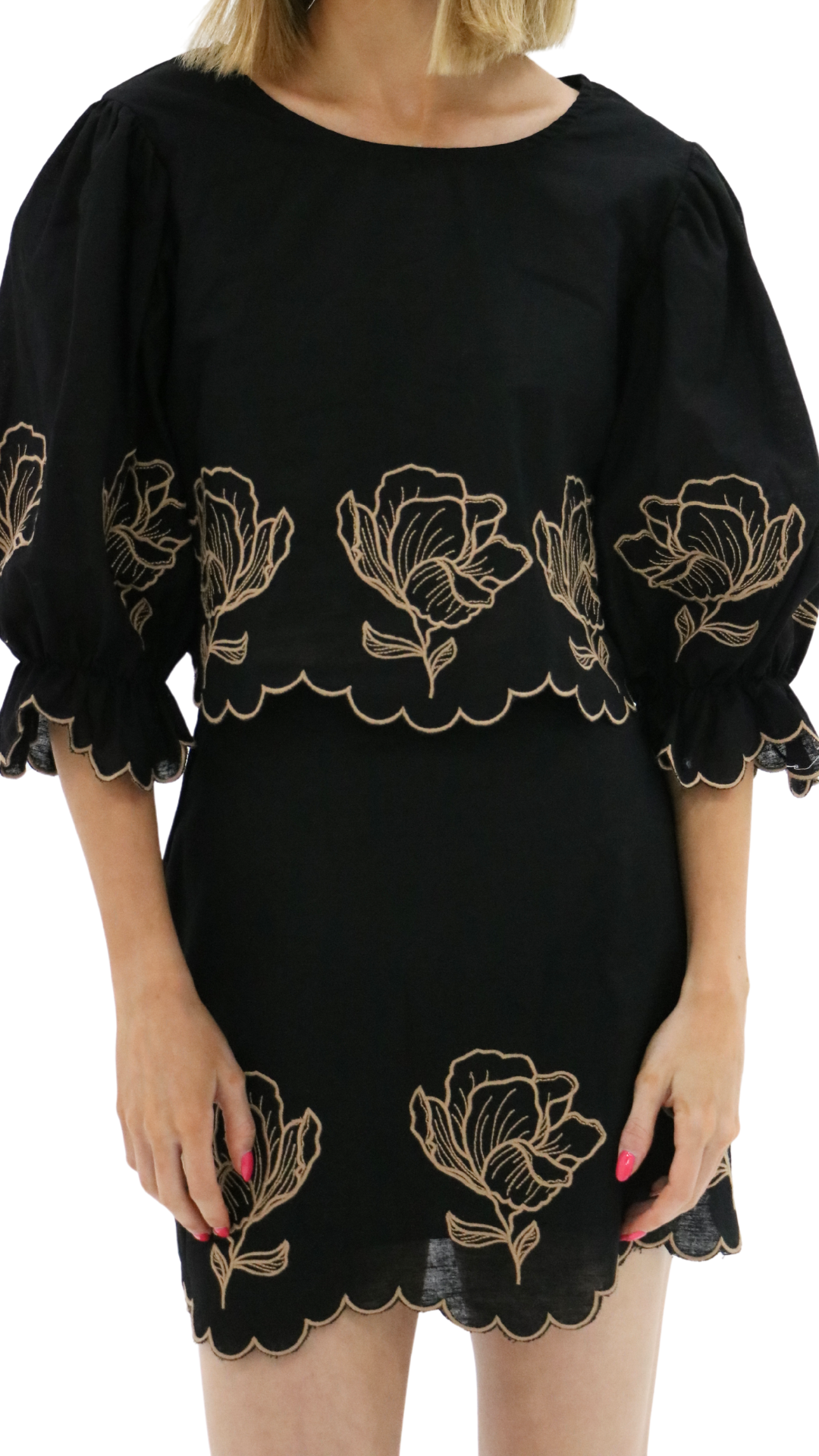 BLACK ORANGE FLOWERS BLOUSE