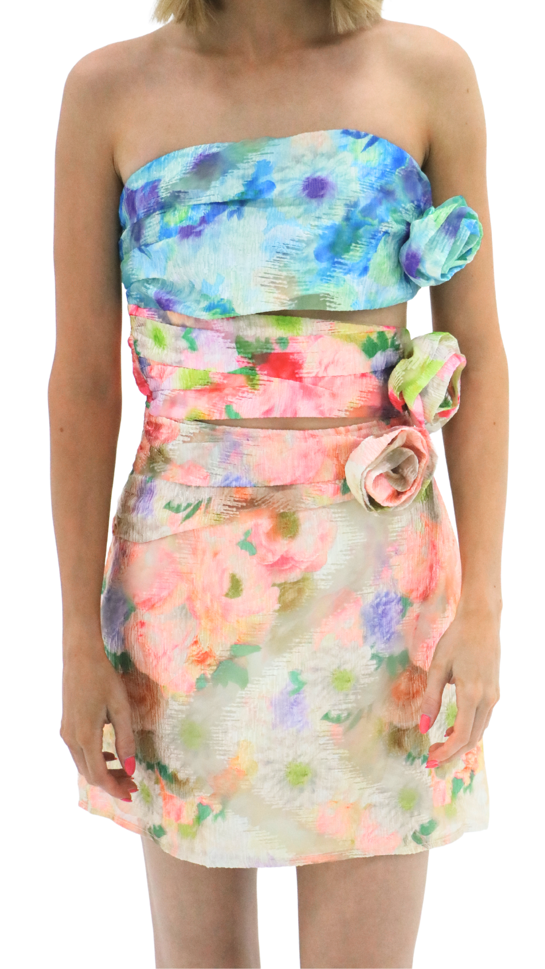 COLORFUL FLOWERS SHORT DRESS