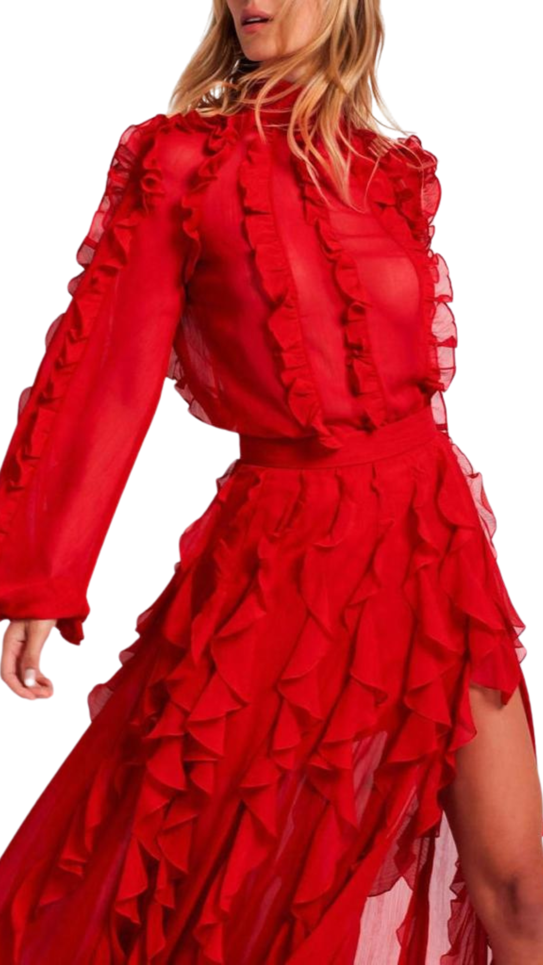 Red Blouse With Ruffles