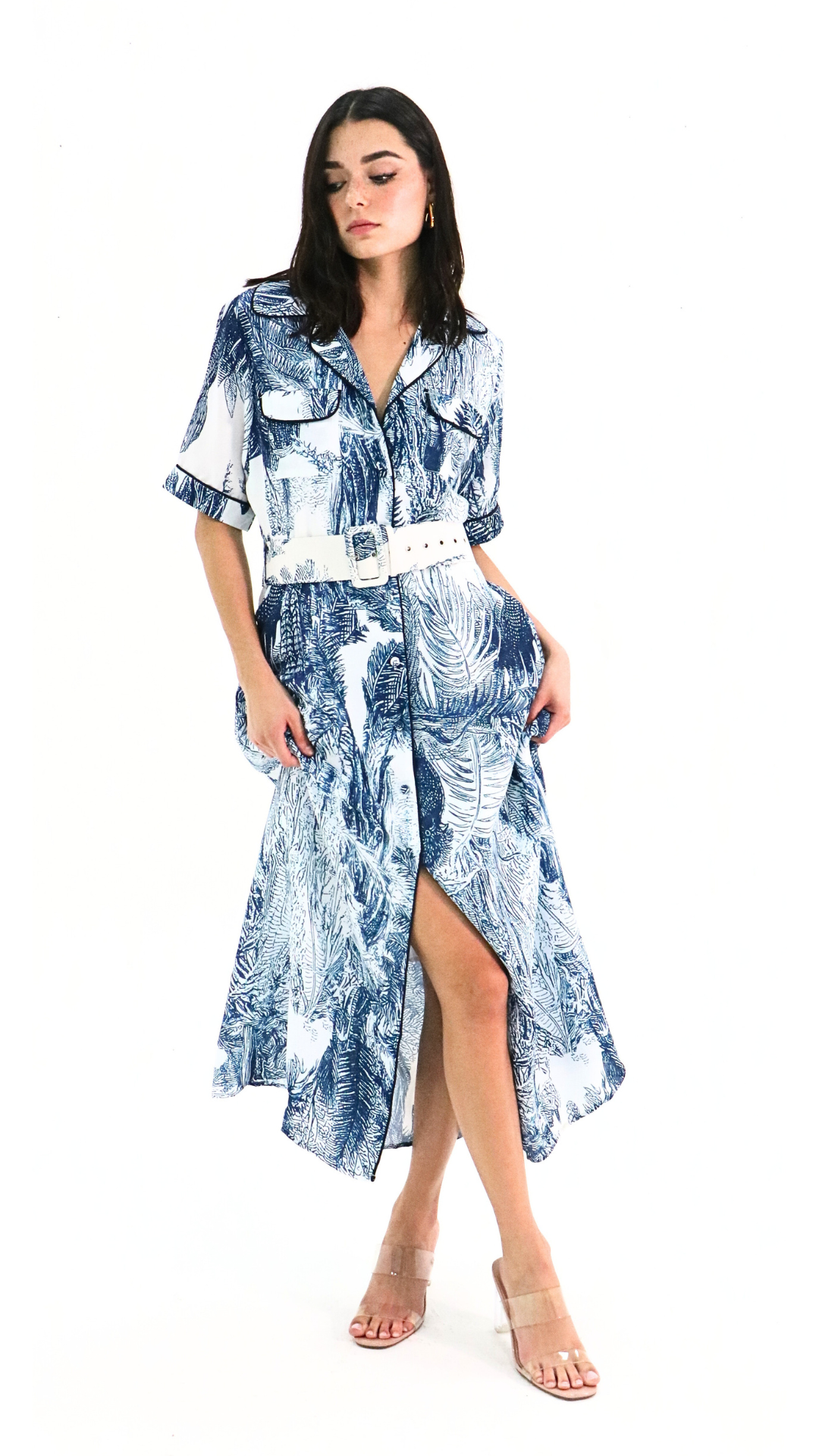 BLUE PRINT BELT DRESS