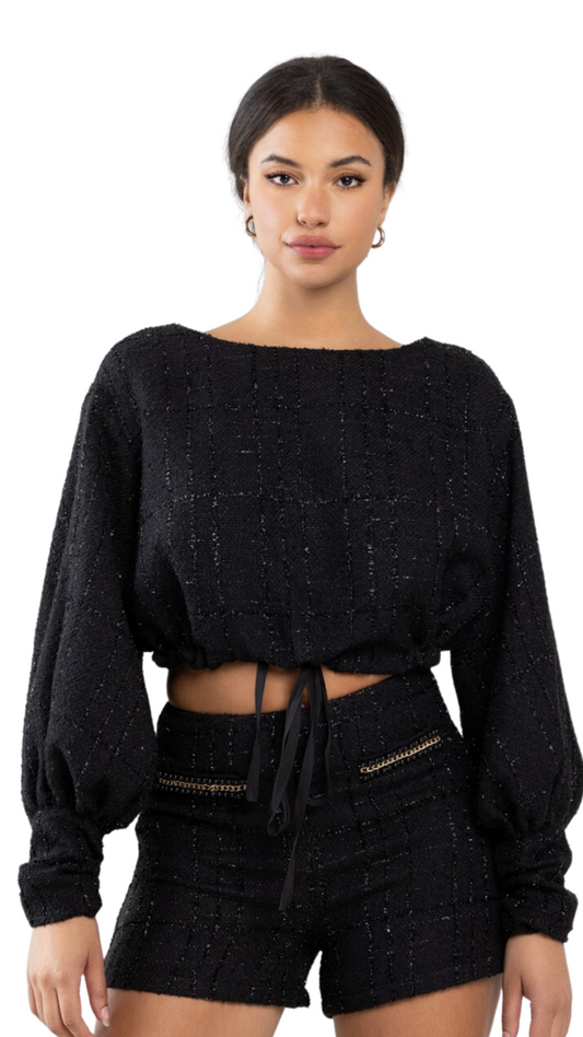 Black Tweed Top