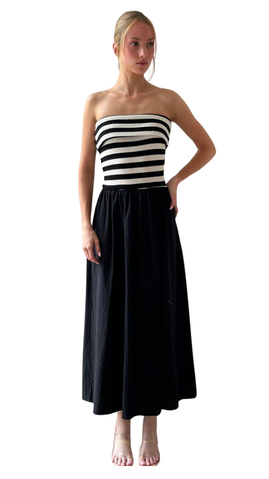 BLACK & WHITE STRIPES DRESS