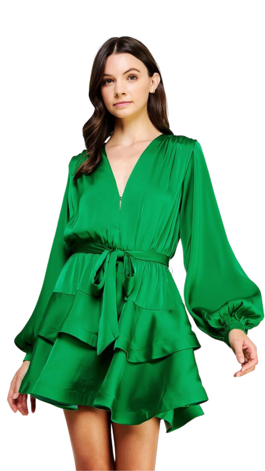 Green Satin Dress
