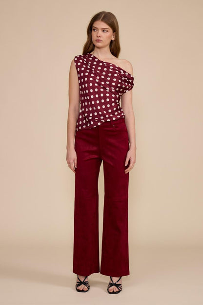 Suede Pants — Wine red
