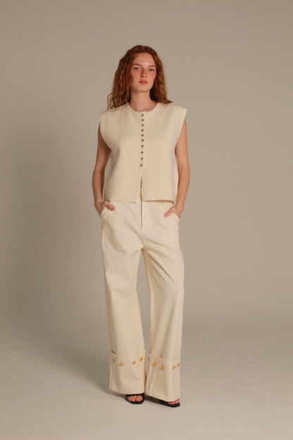 Colette Knit Vest — Ivory Knit