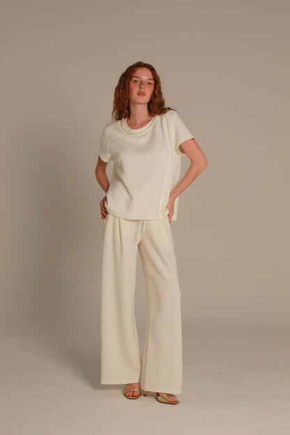 Pearl Knit Pants — Black & Pearl.