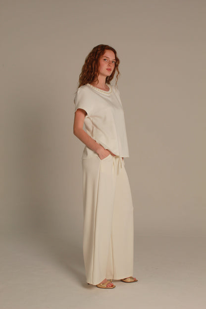 Pearl Knit Pants — Black & Pearl.