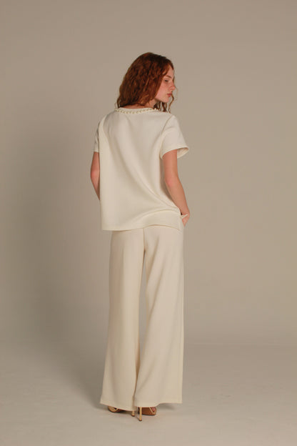 Pearl Knit Pants — Black & Pearl.