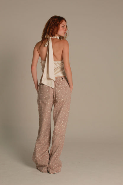 Bambi Wide Leg Jeans — Blush Splatter Denim