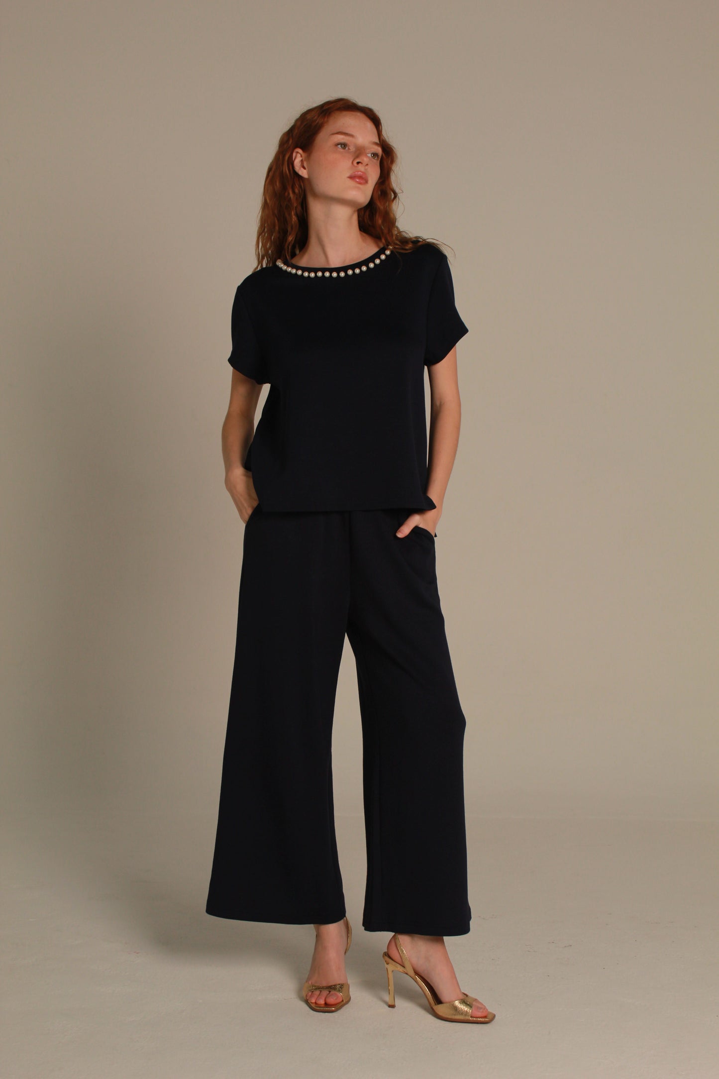 Pearl Knit Top — Black & Pearl.