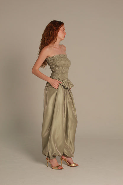 Lustre Satin Set — Olive Champagne