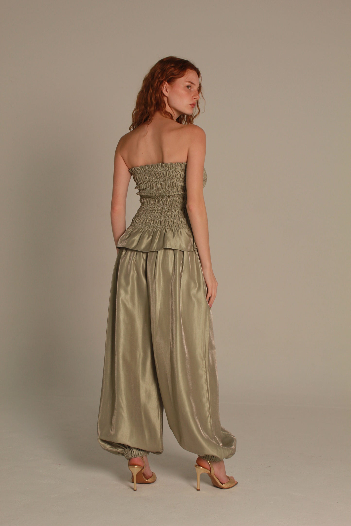 Lustre Satin Set — Olive Champagne