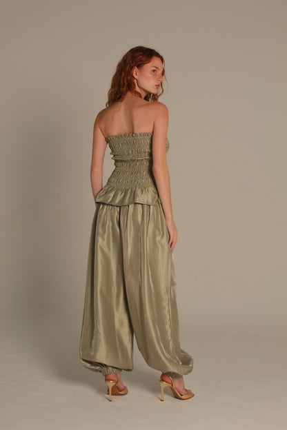 Lustre Satin Set — Olive Champagne