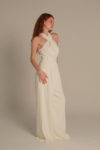 Atelier Jumpsuit — Black Cross-Front Neck