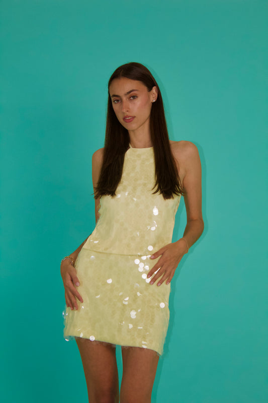 Butter yellow backless top