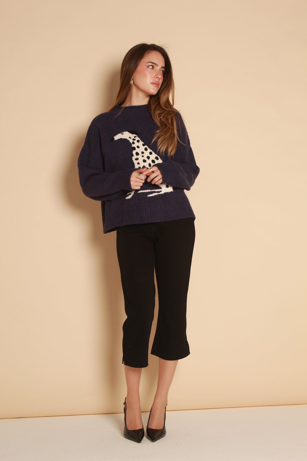 Bowie Dalmatian Knit Sweater — Purple