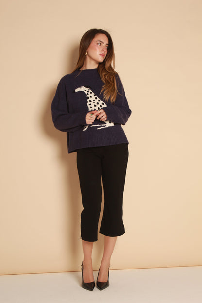 Bowie Dalmatian Knit Sweater — Purple