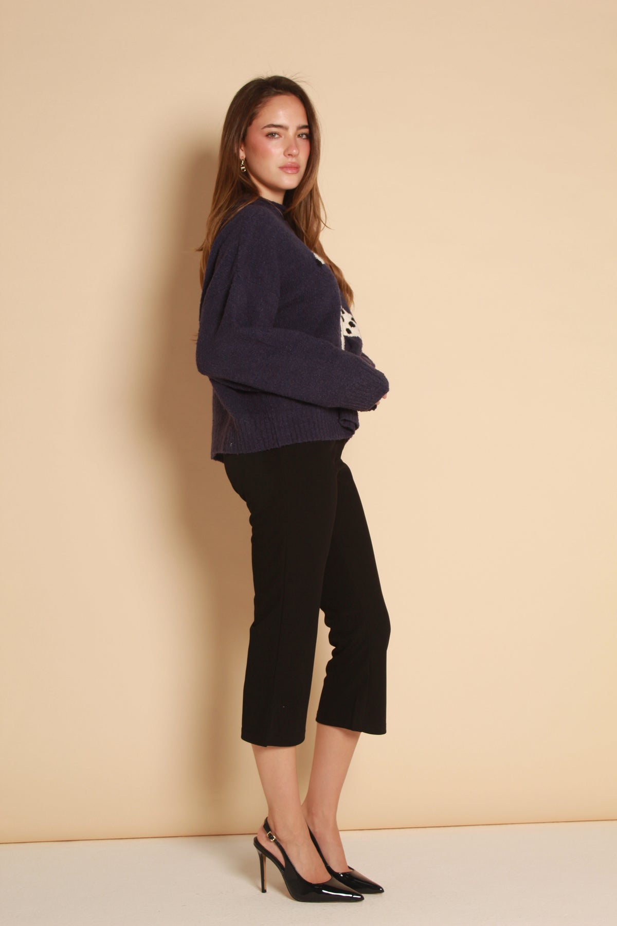 Bowie Dalmatian Knit Sweater — Purple