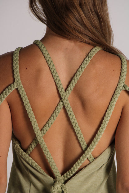 Bohemian Braided Halter Maxi Dress