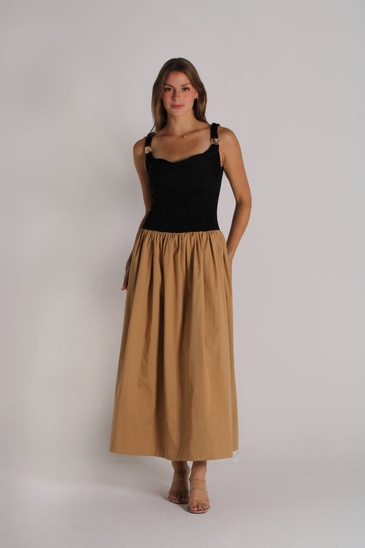 Half Black And Brown Dress