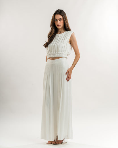 White Pleated Pants