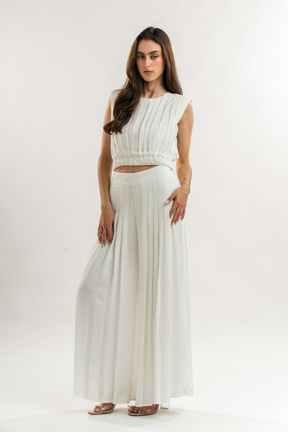 White Pleated Pants