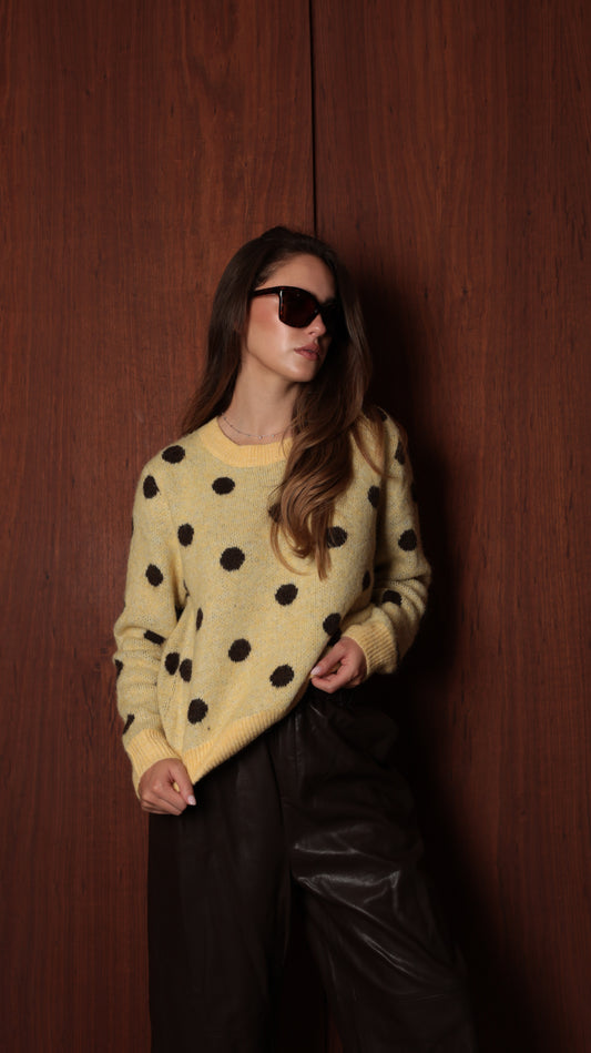 Mila Polka Dot Sweater — Butter Yellow
