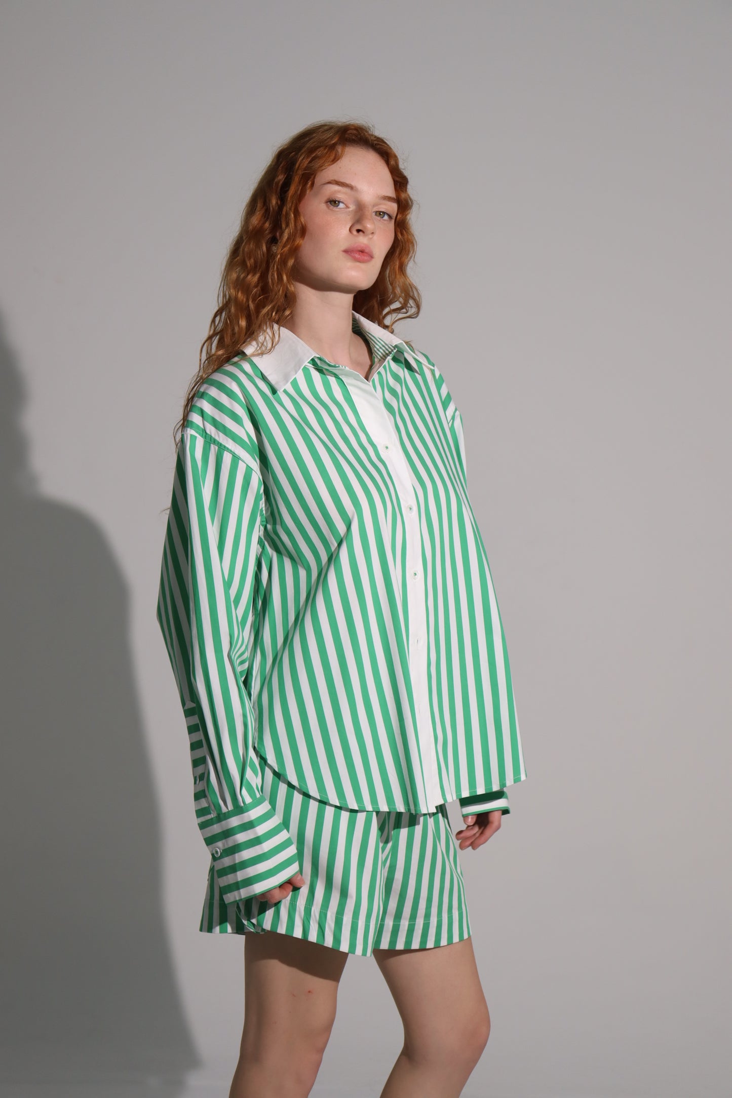 Green stripes summer short